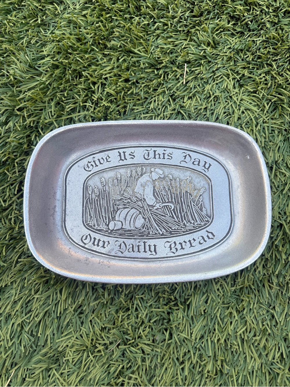 Decorative Silver 'Our Daily Bread' Bread Tray